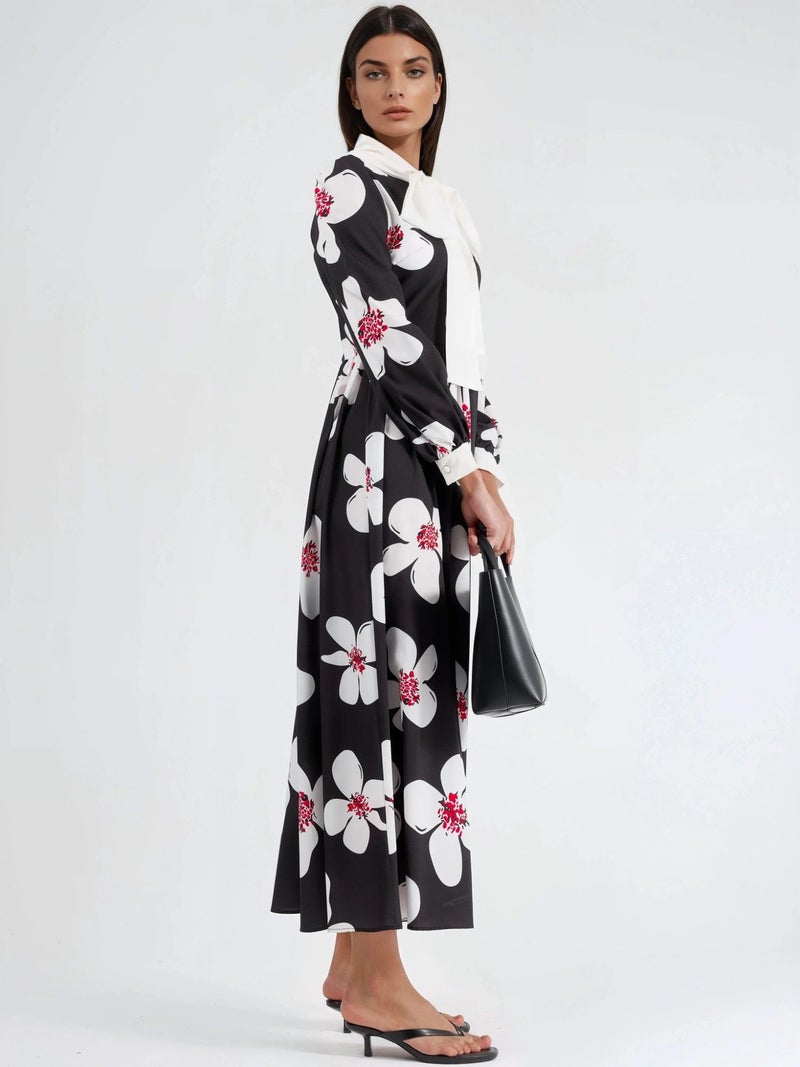 Jennyfer Floral Maxi Dress with Pussy-Bow Neckline - Image 4