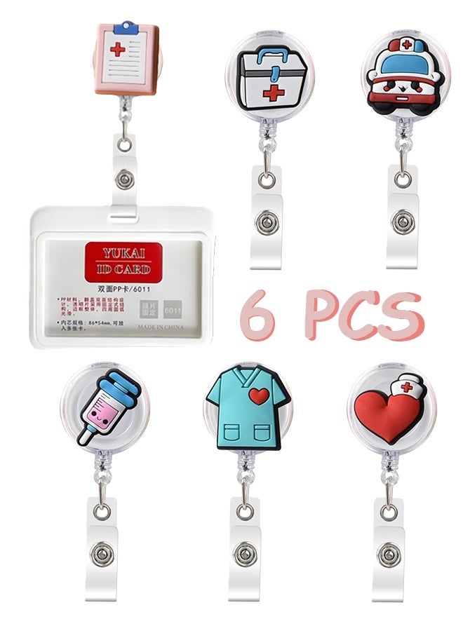 حامل شارة مكون من 6 قطع، حامل شارة مضحك، حامل شارة ممرضة، مشابك شارة تمريض قابلة للسحب، شارة تمريض لطيفة للممرضات والأطباء والمستشفيات وموظفي المكاتب والهدايا - Image 1