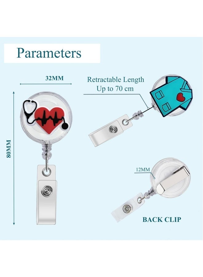 حامل شارة مكون من 6 قطع، حامل شارة مضحك، حامل شارة ممرضة، مشابك شارة تمريض قابلة للسحب، شارة تمريض لطيفة للممرضات والأطباء والمستشفيات وموظفي المكاتب والهدايا - Image 3
