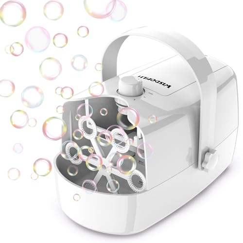 Wisdomlit Bubble Machine 3in1 Bubble Maker Bubble Blower with 3 Bubble Wheels Make Small  Medium  Big Bubbles for Kids Toddlers Bubble Toys for Indoor Outdoor Birthday Party White - Image 1