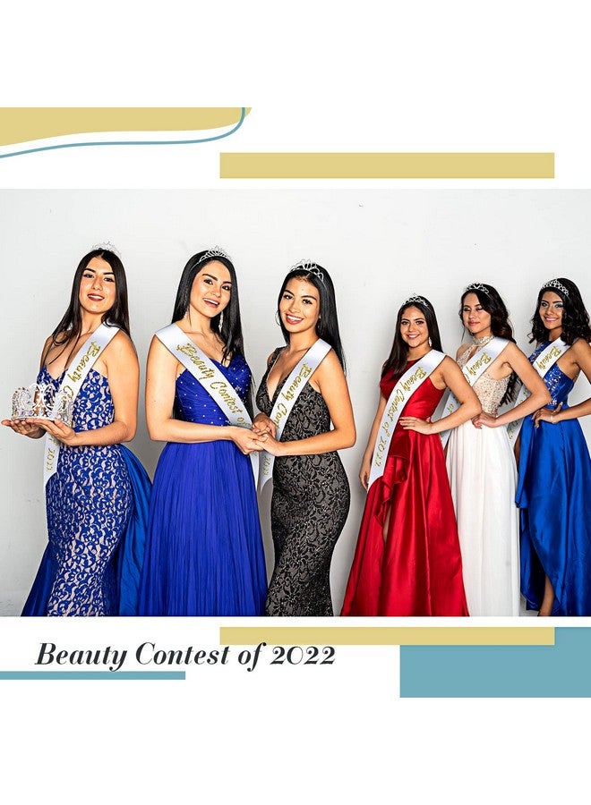 چوينت مجموعة من 6 قطع من إكسسوارات حفلات الهالوين، أوشحة لحفلات التاج الملكي، أوشحة فارغة مرصعة بأحجار الراين، أوشحة من الساتان لحفلات الزفاف، أو زينة حفلات التخرج، اصنعها بنفسك (أبيض، فضي) - Image 4