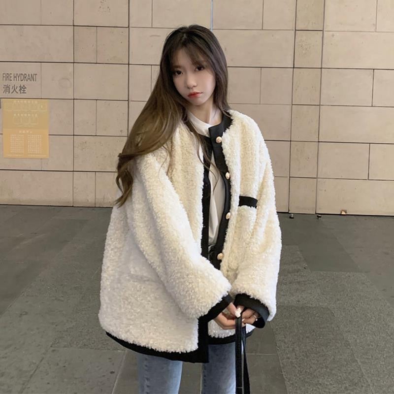 Chic Sherpa Coat Winter 2023 Warm Woolen Fashion Womens Outerwear Black  - Image 2