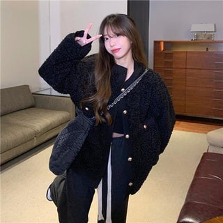 Chic Sherpa Coat Winter 2023 Warm Woolen Fashion Womens Outerwear Black - pzsku/Z23F4C50D2E64DFD06B0FZ/45/1746219238/1587c56c-ad45-4ab4-87eb-055284d69136