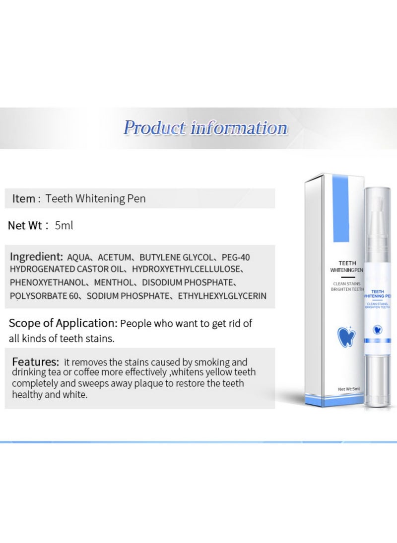 SYOSI Teeth Whitening Pen Cleaning Serum Remove Plaque Stains Dental Tools Whiten Teeth Oral Hygiene Tooth Whitening Pen Effective Transparent White Teeth Tooth Whitener Bleach PH Neutral 1PCS - Image 5