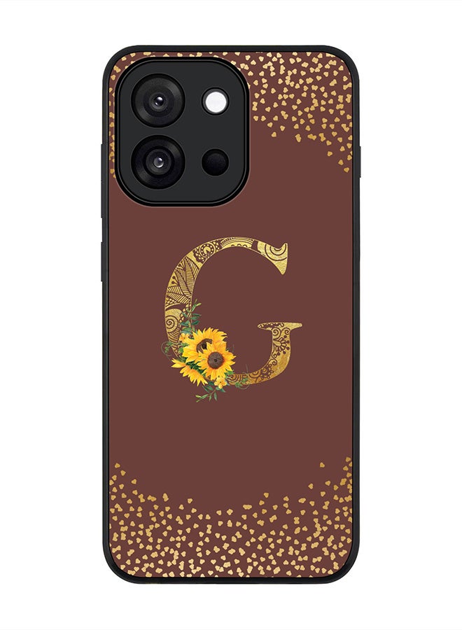 Stylizedd For OnePlus 13s / 13T Case,Slim fit Camera Protection, Shockproof Thin Phone cover  - Custom Floral Monogram - G  (Brown )