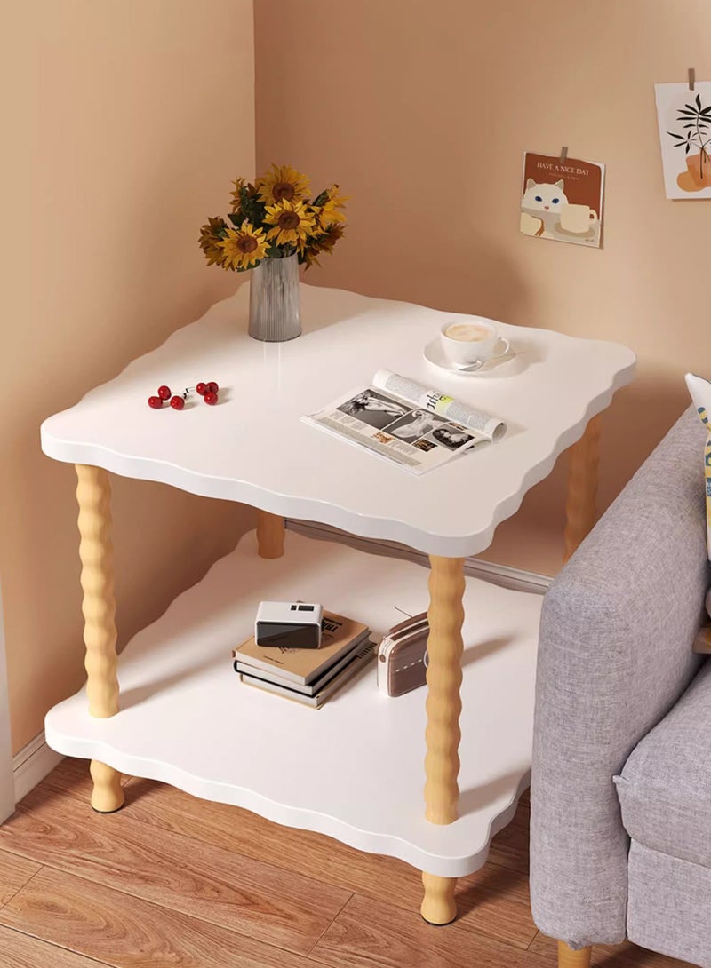 طاولة جانبية صغيرة برف مفتوح من طبقتين وطاولة جانبية للسرير موفرة للمساحة وديكور طاولة بجانب السرير سهلة التجميع وأثاث حمام وطاولة صغيرة للمدخل وغرفة النوم وسكن جامعي ومساحة صغيرة طبيعية - Image 1