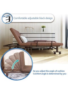 Generic Portable Single Folding Bed,Rollaway Bed with Wheels,Office Foldable Siesta Chair with adjustable Backrest,Multifunctional Hospital Escort Bed  - Image 3