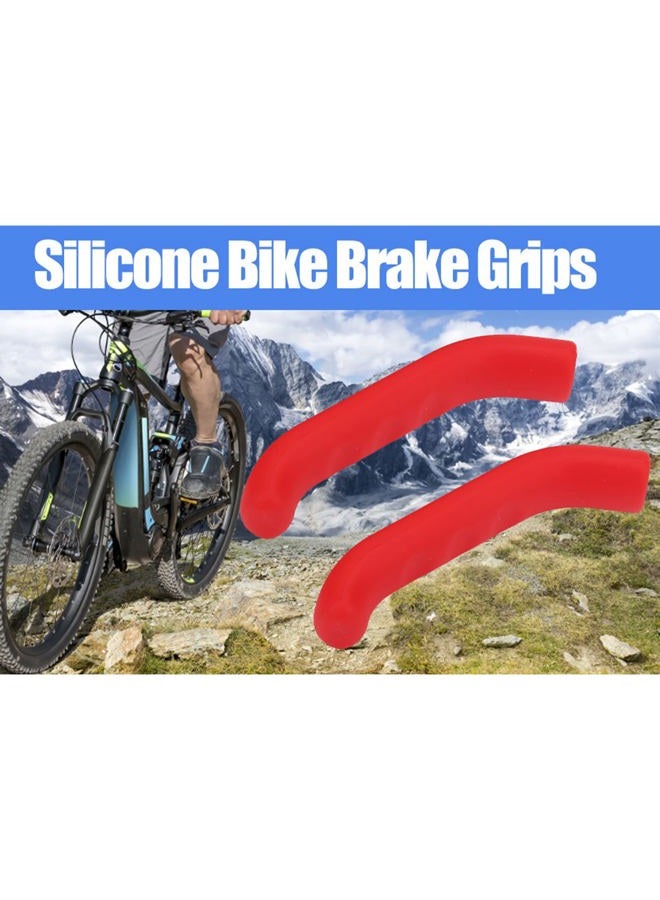 Tbest 1 Pair ycle Brake Lever Grip Protector Cover, 5 Colors Anti-Slip Brake Handle Silicone Sleeve Brake Handle Protection Cover for Mountain Road Bike Cycling (Red) - Image 2