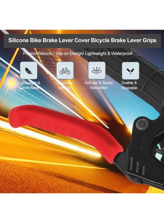 Tbest 1 Pair ycle Brake Lever Grip Protector Cover, 5 Colors Anti-Slip Brake Handle Silicone Sleeve Brake Handle Protection Cover for Mountain Road Bike Cycling (Red) - Image 3