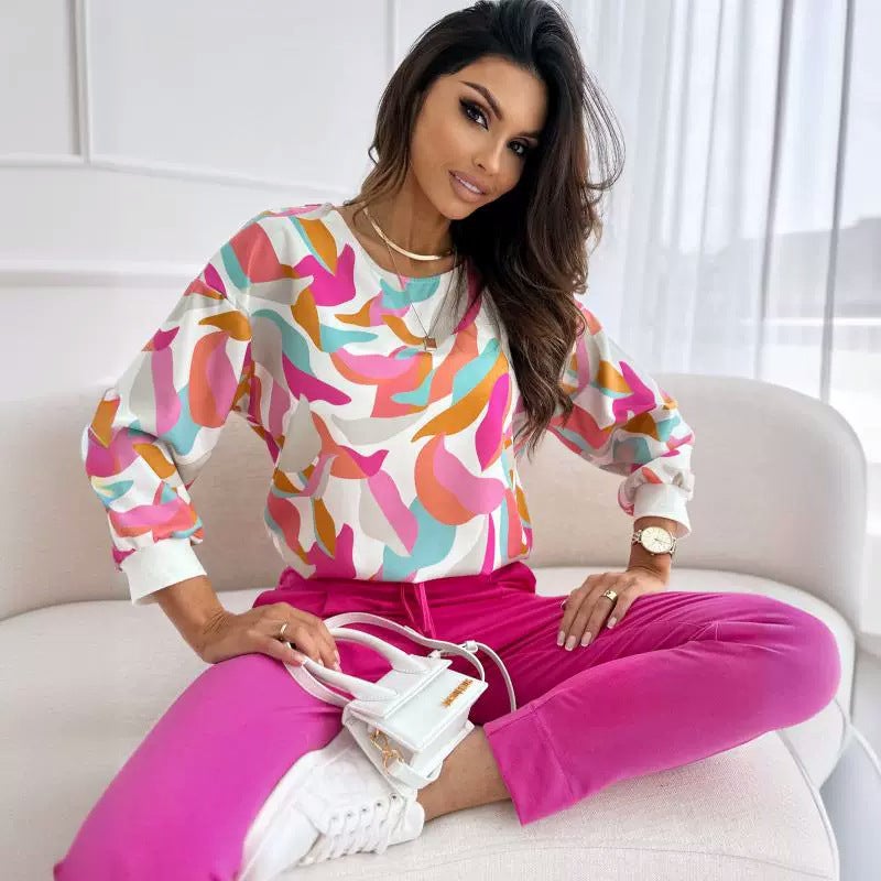 2023 Independent Station New Six-Color Long Sleeve Pullover Printed Shirt - Image 2