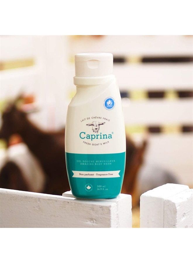 Caprina by Canus Amazing Body Wash, Fragrance Free, 16.9 oz, With Fresh Canadian Goat Milk, Gentle Soap, Moisturizing, Vitamin A, B2, B3, & More, 16.9 Fl oz - Image 2