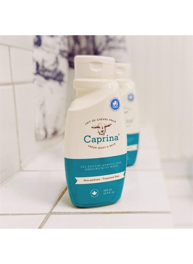 Caprina by Canus Amazing Body Wash, Fragrance Free, 16.9 oz, With Fresh Canadian Goat Milk, Gentle Soap, Moisturizing, Vitamin A, B2, B3, & More, 16.9 Fl oz - Image 3