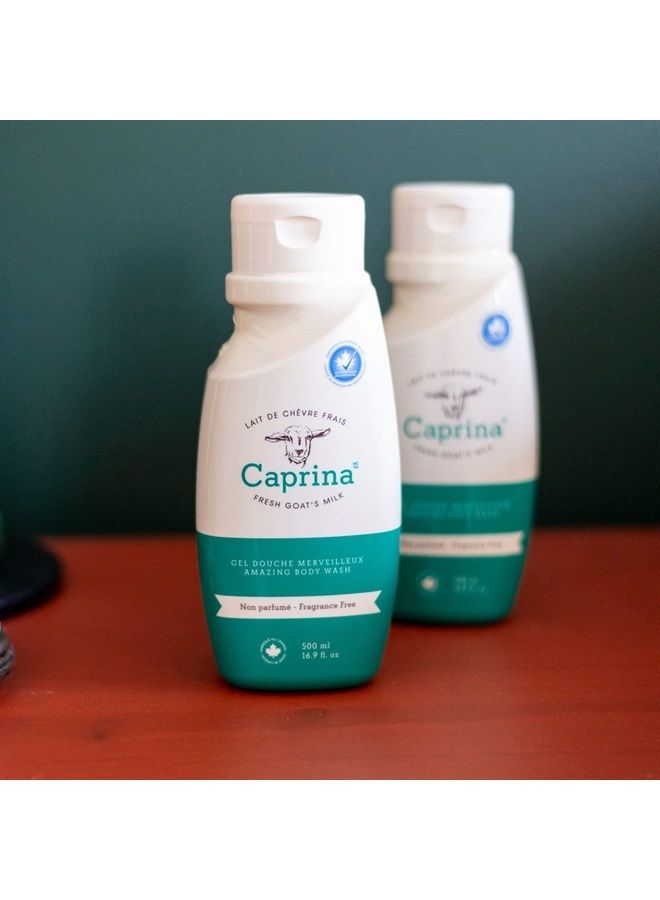 Caprina by Canus Amazing Body Wash, Fragrance Free, 16.9 oz, With Fresh Canadian Goat Milk, Gentle Soap, Moisturizing, Vitamin A, B2, B3, & More, 16.9 Fl oz - Image 4