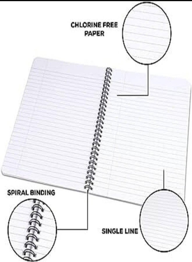 Spiral Notebook with Single Line Ruled Pages, 200 Pages Chlorine-Free Paper, Multi-Colour Packof 5 A4 Size For School And College - Image 3