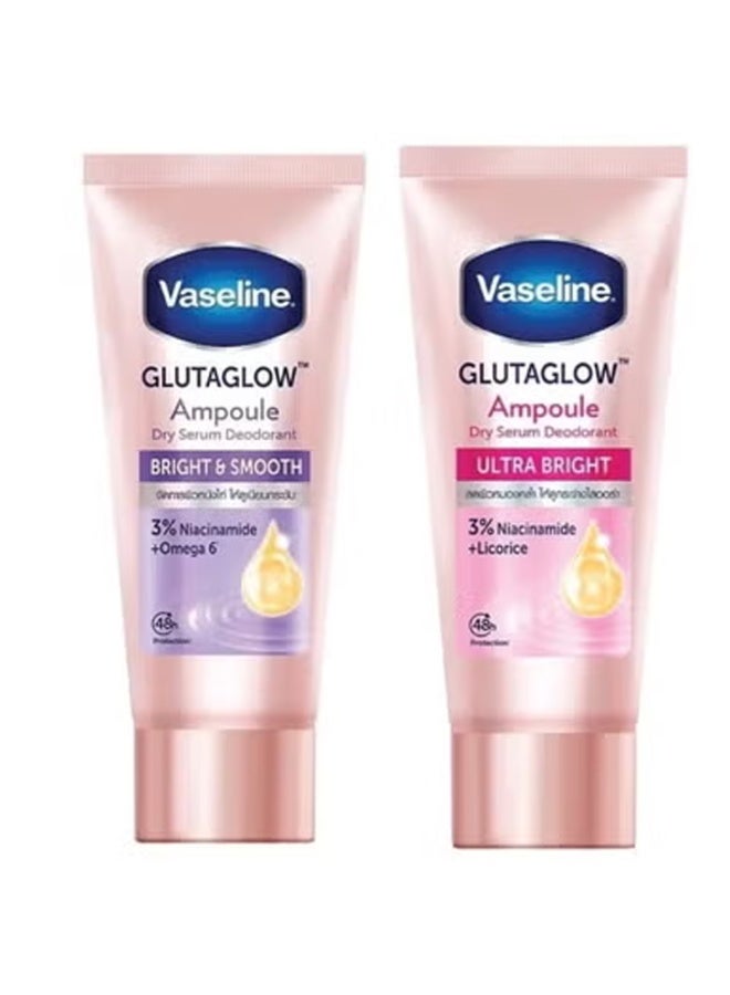 Vaseline Glutaglow Ultra Bright Ampoule Dry Serum Deodorant - 45ml & Gluta Glow Ampoule Serum Deodorant Bright & Smooth 45ml