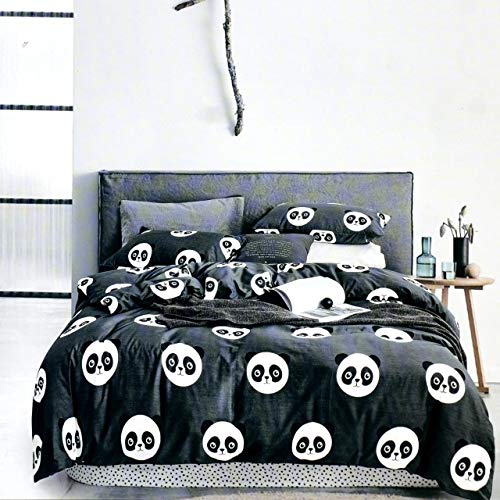 MORADO Premium Glace Cotton Cartoon Design Duvet Cover - Single, Black with Zipper - Image 1