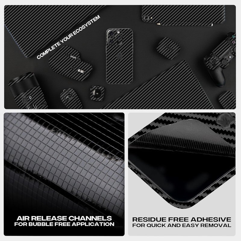 Capes Tablet Skins Compatible with Samsung Galaxy Tab S9 FE | Ultra-Thin Protective Film | Anti-Scratch Vinyl Decal Skin | Not Case/Cover (Carbon Fibre Black, Full Body Skin) - Image 5