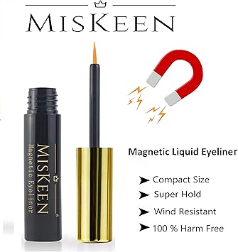 MISKEEN Black Magnetic Eyeliner Works Perfectly with all Magnetic Eye Lashes Natural Look Water Proof Strong Hold Long Lasting Water Proof And Sweat Resistant Travel Size 4ml - Image 2