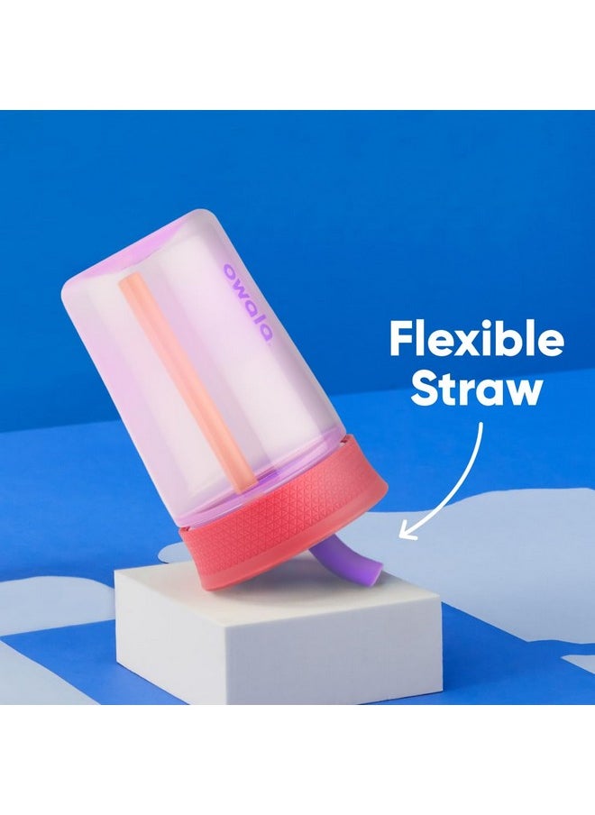 Owala Owala Kids Insulation BPA-Free Plastic Tumbler with Spill Resistant Flexible Straw, Easy to Clean, Kids Water Bottle, Great for Travel, Dishwasher Safe, 15 Oz, Pink and Purple (Lilac Rocket)  - Image 2