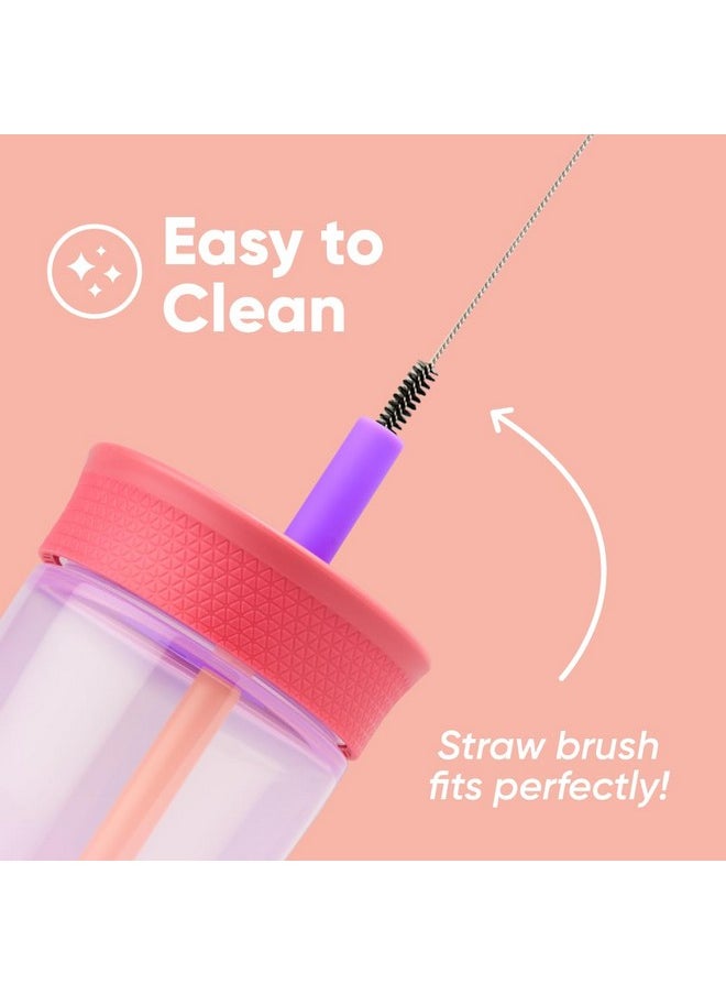 Owala Owala Kids Insulation BPA-Free Plastic Tumbler with Spill Resistant Flexible Straw, Easy to Clean, Kids Water Bottle, Great for Travel, Dishwasher Safe, 15 Oz, Pink and Purple (Lilac Rocket)  - Image 3