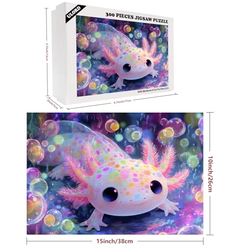 Ulord Great Jigsaw Puzzles for Adults 300 Pieces Cute Axolotl Colorful Bubbles Puzzles for Adults Toys Gift Family Decoration Kids Puzzle - Image 5