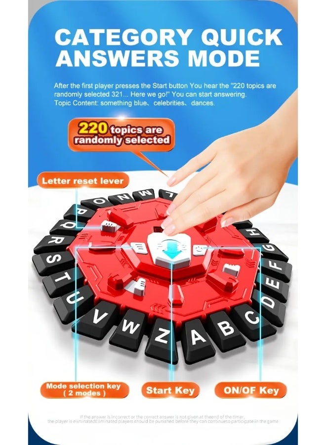 TOY GARDEN Electronic Word Game - 220 Topics, 26 Letter Keys, 10-Second Timer, 2 Game Modes - Perfect Family Party Game - Image 4