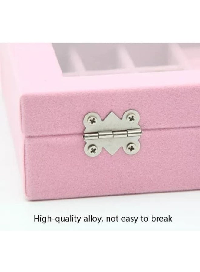 Jewelry Boxes with Acrylic Lid, 9 Grids, Jewelry Storage, Jewelry Case, Women's Jewelry Box, Travel, Decorative Necklace, Earrings, Ring, Jewelry Box, Clear Jewelry Storage Box, Pink - Image 4