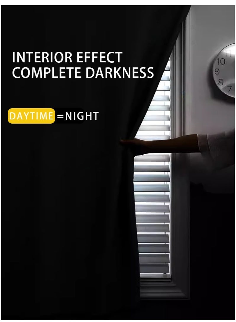 ستارة تعتيم 100%، ذاتية اللصق وقابلة للحمل، سهلة التركيب، حماية من الشمس، عزل حراري، حماية الخصوصية، طول قصير، مناسبة لأنواع مختلفة من الغرف، ستائر غرفة النوم، ديكور غرفة النوم، ستائر حديثة - view 2
