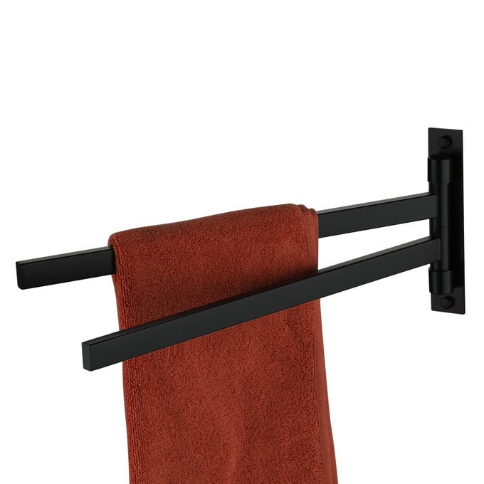 BATHROOM TOWEL BARS SWIVEL TOWEL RAILS MATTE BLACK SWING OUT HAND TOWEL HOLDER 2ARM FOR BATH KITCHEN WALL STAINLESS STEEL B5007BKA2