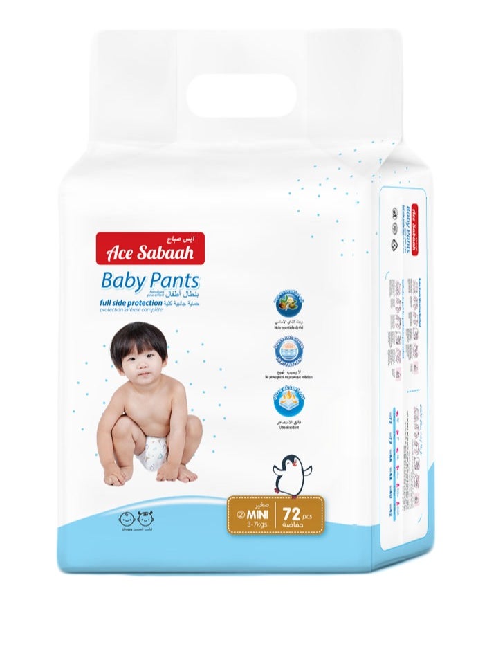 Ace Sabaah - Ace Sabaah Baby Diaper Pants, Size 2, Mini 3-7kg, 72pcs - Image 1