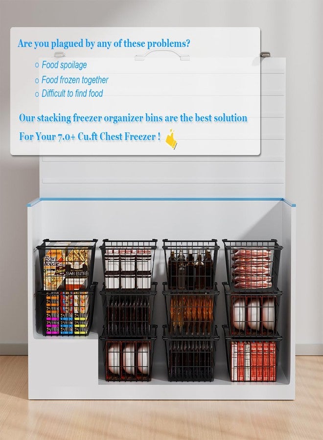 Homics Freezer Organizer Bins, Large Capacity Stackable Baskets for Deep Chest Freezer Easy Get and Sort Bottom Frozen Meats Food Storage Containers Pantry Storage and Organization, 4pcs - Image 4