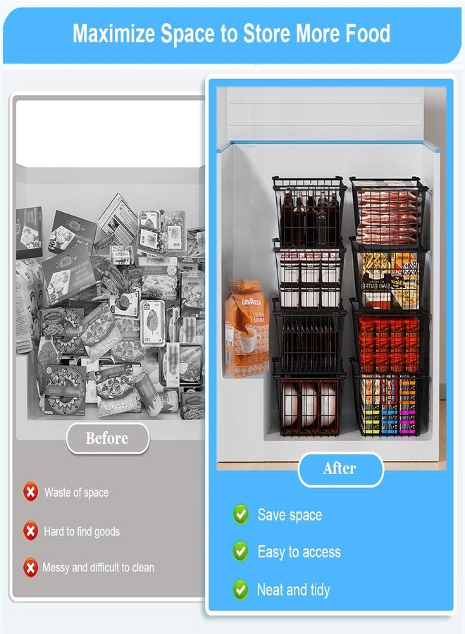 Homics Freezer Organizer Bins, Large Capacity Stackable Baskets for Deep Chest Freezer Easy Get and Sort Bottom Frozen Meats Food Storage Containers Pantry Storage and Organization, 4pcs - Image 5