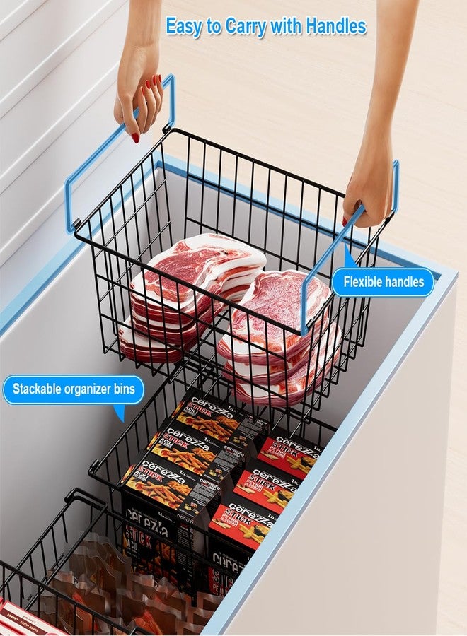 Homics Freezer Organizer Bins, Large Capacity Stackable Baskets for Deep Chest Freezer Easy Get and Sort Bottom Frozen Meats Food Storage Containers Pantry Storage and Organization, 4pcs - Image 3