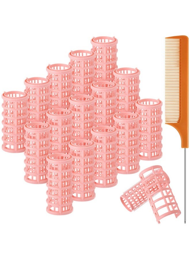 Syhood 16 Pieces Hair Roller Curlers 1.18 Inch/ 3.0 Cm Plastic Hair Rollers Hair Curlers With Steel Pintail Comb Parting Comb For Short Hair Long Hair Hairdressing Styling Hair Salon Skin Color - Image 1