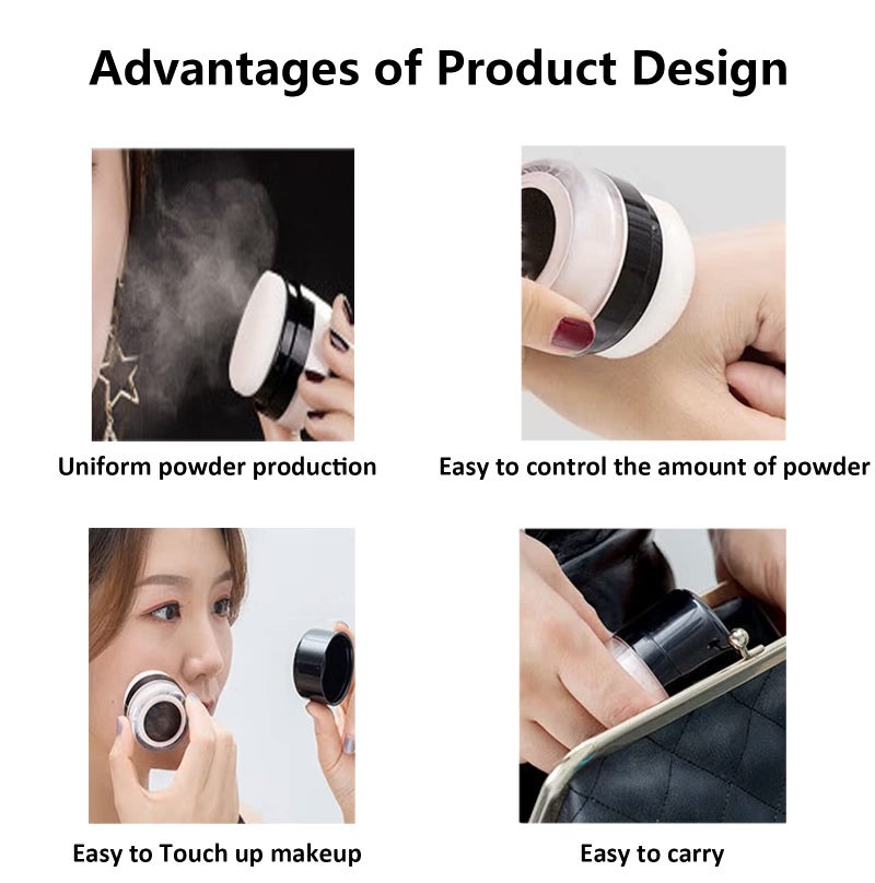 MUAECH Refillable Empty Bottle for Dry Shampoo, Travel Size with Sponge Applicator & Mirror, Portable Container for Loose Powder and Blush (Powder Not Included) - Image 3
