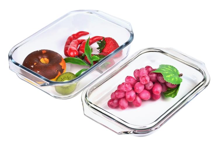 VIPHIEC Small 1.4-QT Tempered Glass Casserole Dish with Lid, Rectangular Clear Glass Casserole Bakeware with Glass Lid - Image 5