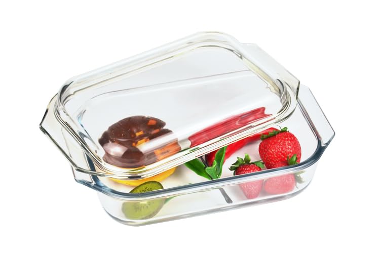 VIPHIEC Small 1.4-QT Tempered Glass Casserole Dish with Lid, Rectangular Clear Glass Casserole Bakeware with Glass Lid - Image 4