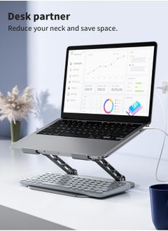 Generic Adjustable Laptop Stand for Desk, Portable Laptop Riser for 15.6inch Laptops, Adjustment Laptop Stand, Compatible with MacBook All Laptops Computer 10-17", Grey  - Image 2