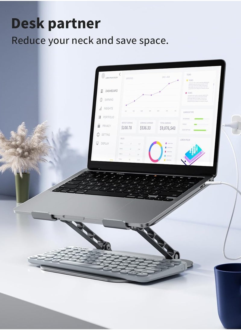Generic - Adjustable Laptop Stand for Desk, Portable Laptop Riser for 15.6inch Laptops, Adjustment Laptop Stand, Compatible with MacBook All Laptops Computer 10-17", Grey - Image 1