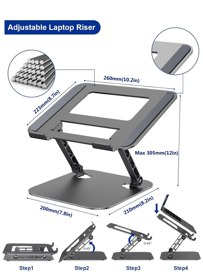 Generic - Adjustable Laptop Stand for Desk, Portable Laptop Riser for 15.6inch Laptops, Adjustment Laptop Stand, Compatible with MacBook All Laptops Computer 10-17", Grey - Image 1