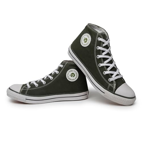 YUKI Unisex Canvas Comfortable & Lightweight Sneaker for Men's and Women's | High Top Canvas Sneakers Green - Image 1