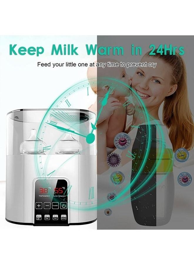 YelaJoy Double Baby Bottle Warmer, 24H Constant Mode for All Bottles, 6 in 1 Multi functional Baby Bottle Steam Sterilizer Dryer Machine , Breastmilk Baby Milk Heater, Heating Baby Food, Formula Water Warmer for Twins, Accurate Temperature Control - Image 4