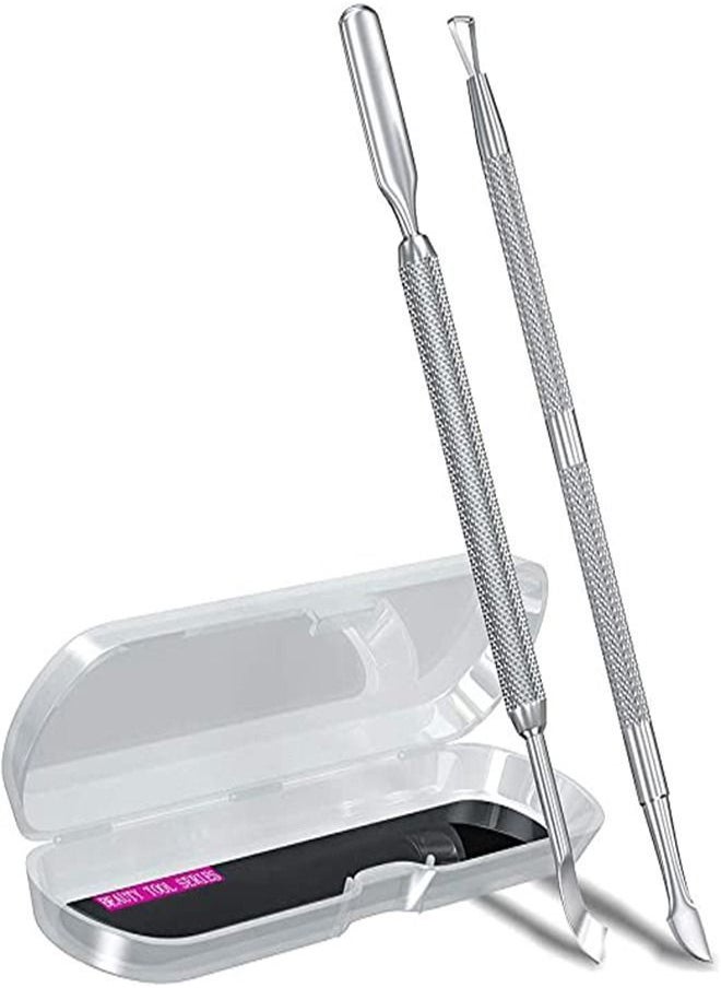 Y&D - Cuticle Pusher, Trimmer Professional Stainless Steel, Nail Remover Tools for Fingernails and Toenails, silver, Triangle Pusher - Image 1