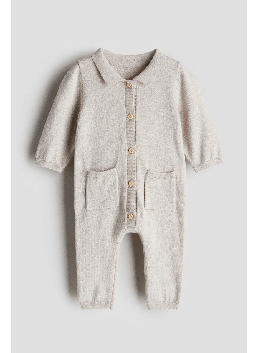H&M Cotton-Knit Romper Suit