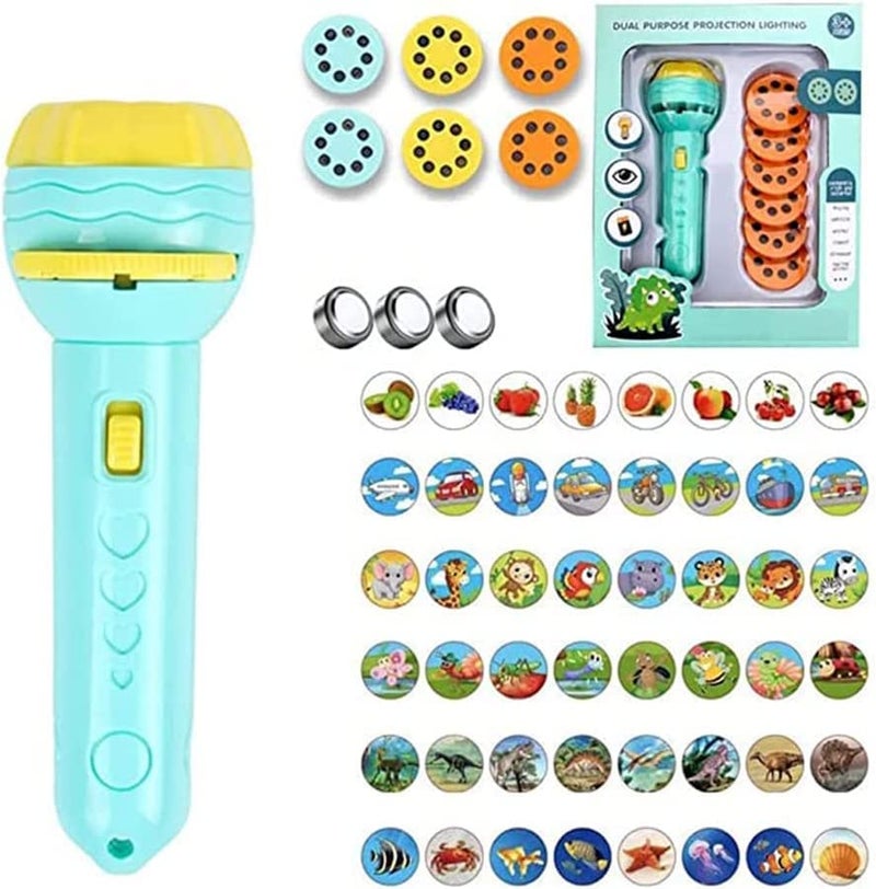 Calyrex Mini Slide Projector Flashlight Torch Kids Projection Light Toy Slide Flashlight Lamp Education Learning Night Light Before Going to Bed Multicolor Projector Torch - Image 1