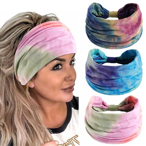 NUDFSY Stylish Boho Headband - High Elasticity Cloth Hair Bands, 3-Pack for Gym, Travel or Running - Image 1