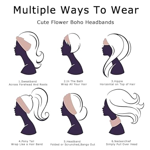 NUDFSY Stylish Boho Headband - High Elasticity Cloth Hair Bands, 3-Pack for Gym, Travel or Running - Image 4