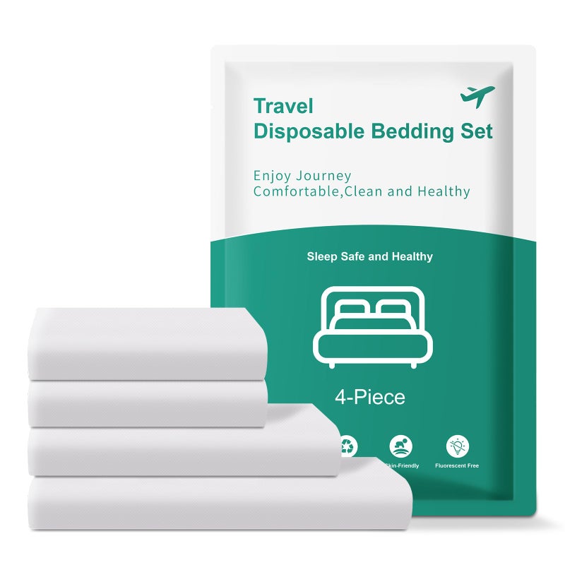 KIIS Travel-Safe Disposable Cover Sheets for Travel, Disposable Bed Sheet, Disposable Duvet/Comforter Cover, Disposable Pillowcases, Perfect for Hotels & Trips (King Size) - Image 1