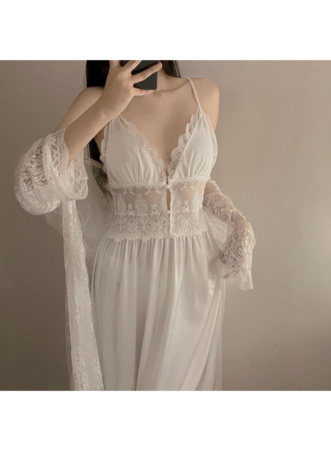 Caprisious Elegant Lace Nightgown and Robe Set – Soft & Comfortable Women’s Sleepwear - Image 3