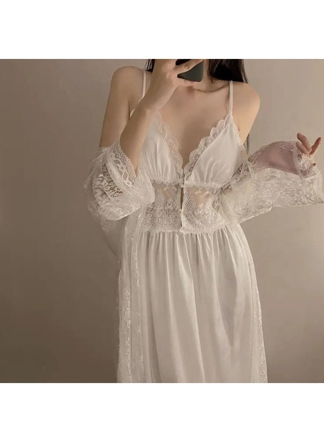 Caprisious Elegant Lace Nightgown and Robe Set – Soft & Comfortable Women’s Sleepwear - Image 5